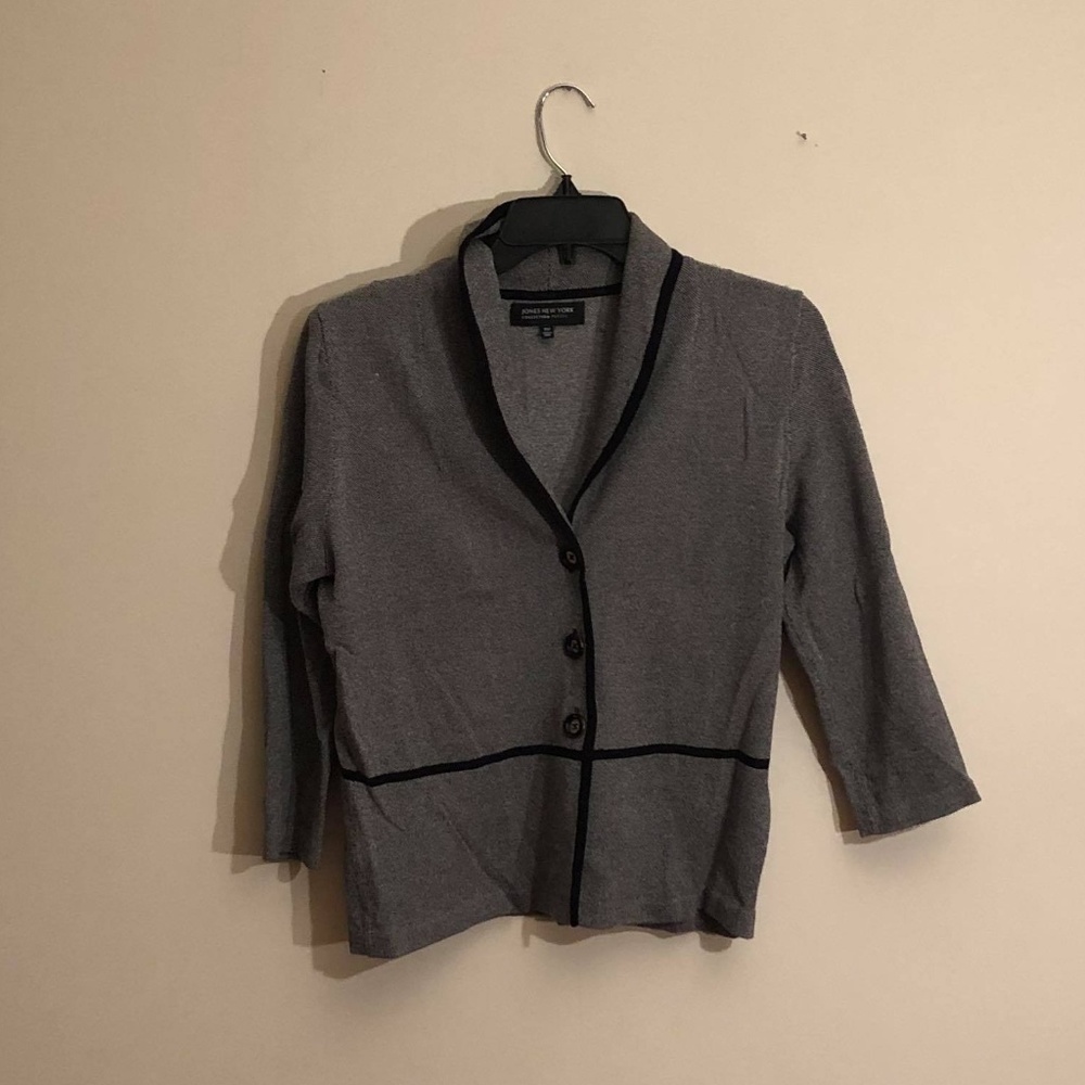 Jones New York grey work jacket 3/4 sleeve